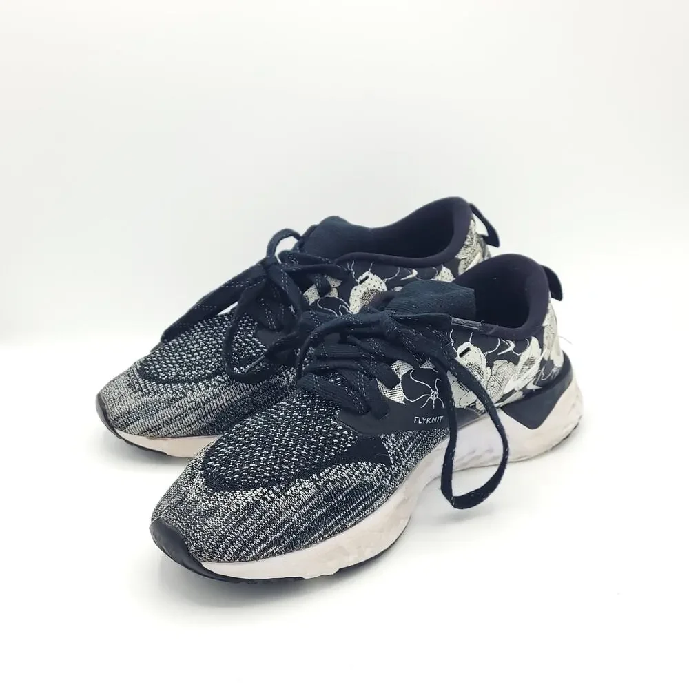 Nike Odyssey React 2 Flyknit Floral Black White AV6258-001 women's size 8.5